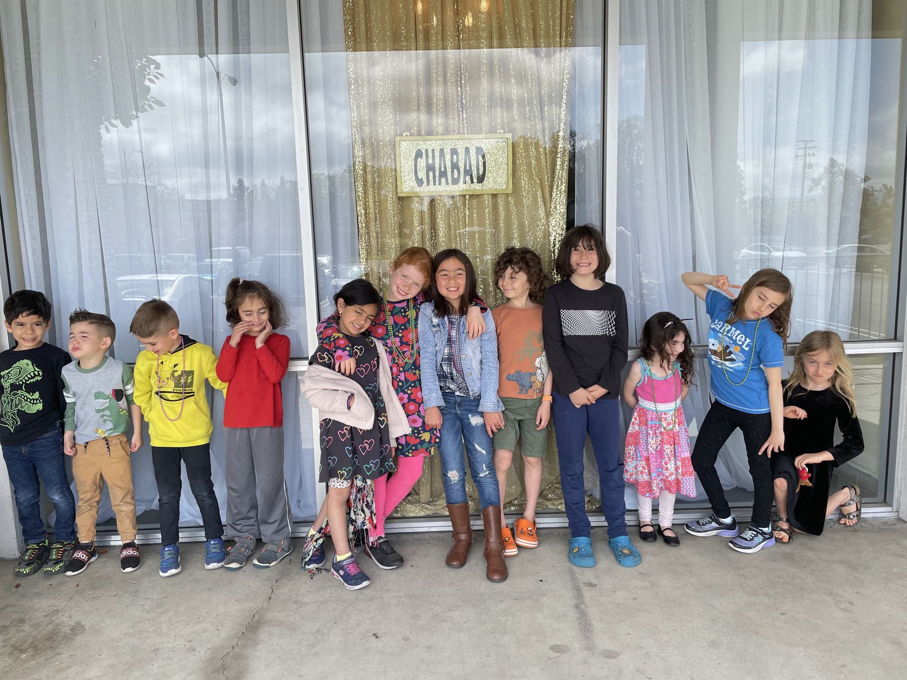 Children lined up outside
