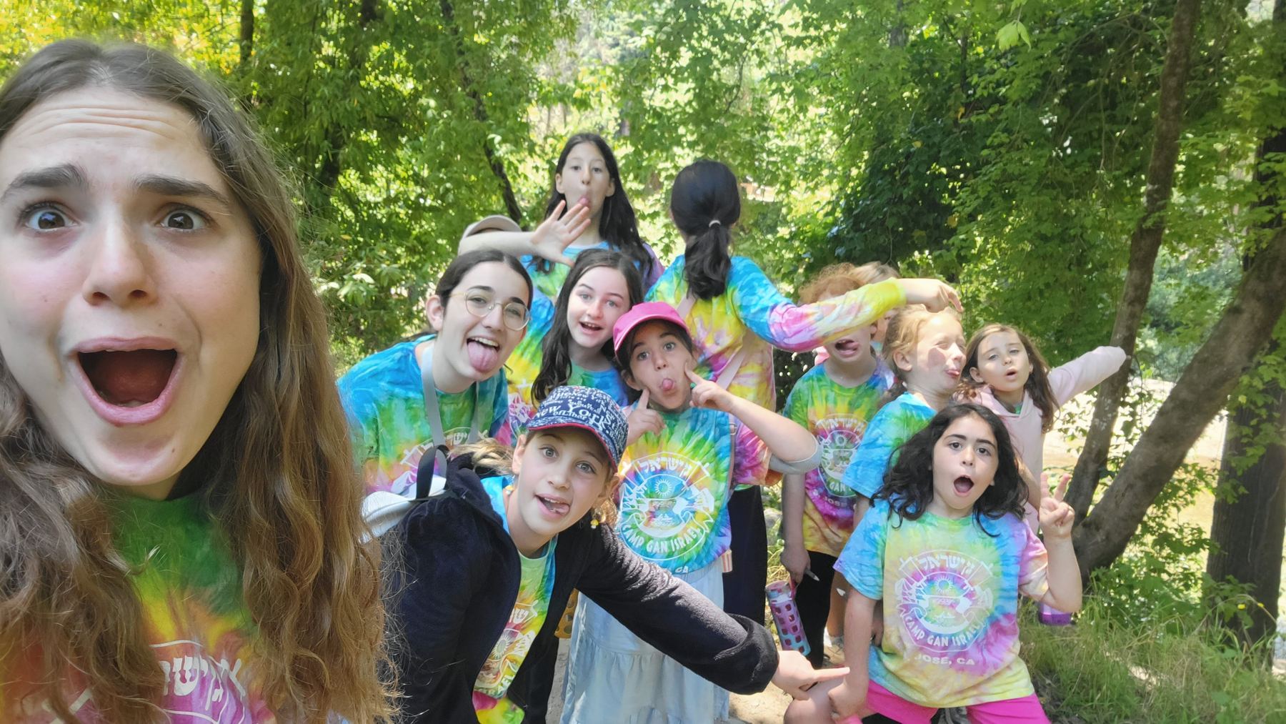 Tie dye group by the creek